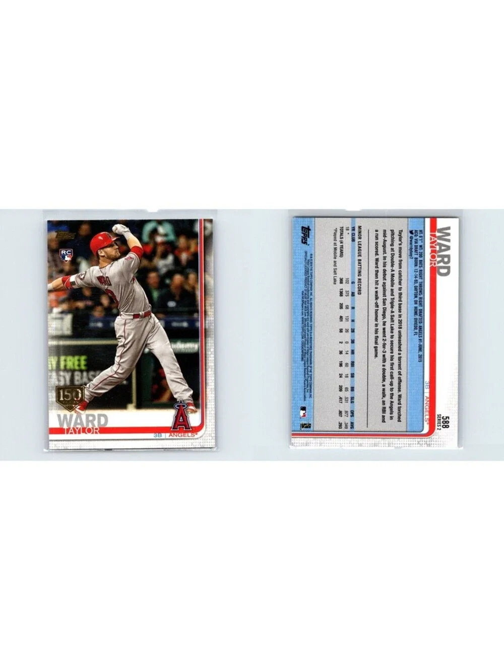 2019 Topps Series 2 Taylor Ward RC #588 150th Anniversary Los Angeles Angels